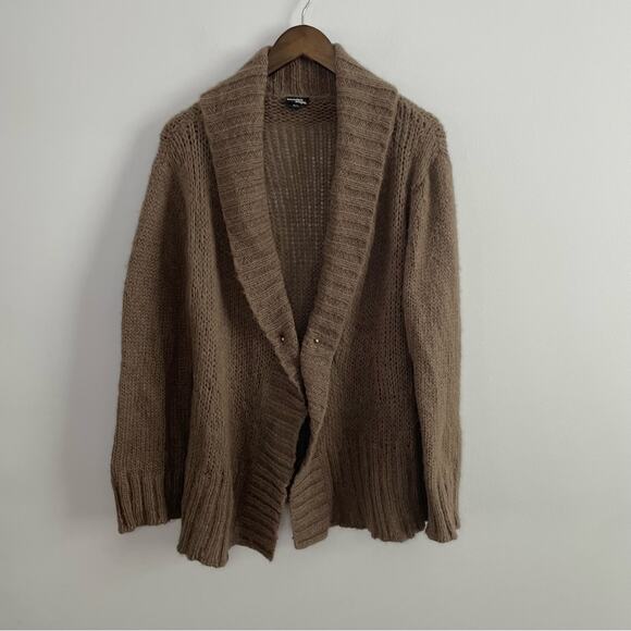 Wooden Ships | Women’s Brown Open Front Cardigan Waterfall Knit Sweater Mohair M - Picture 1 of 8